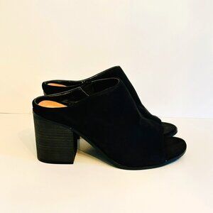 Lane Bryant Peep Toe Chunky Block Heel Mule in Onyx Size 10W